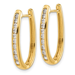 14k Diamond Oval Hinged Hoop Earrings - 4