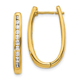 14k Diamond Oval Hinged Hoop Earrings - 4