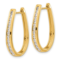14k Diamond Oval Hinged Hoop Earrings - 5