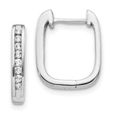 14k White Gold Diamond Complete Hinged Hoop Earrings