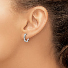 14k White Gold Diamond Hinged Hoop Earrings - 4