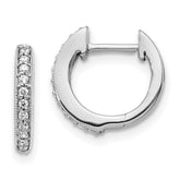 14k White Gold Diamond Hinged Hoop Earrings - 4