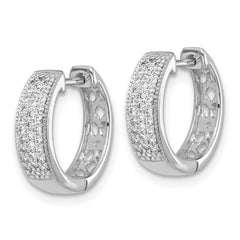14k White Gold Diamond Hinged Hoop Earrings - 22