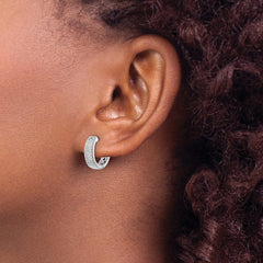 14k White Gold Diamond Hinged Hoop Earrings - 22