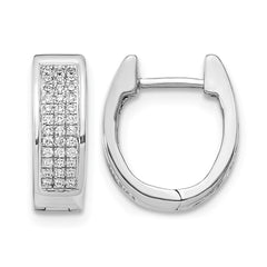 14k White Gold Diamond Small Hinged Oval Hoop Earrings