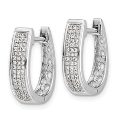 14k White Gold Diamond Medium Hinged Oval Hoop Earrings