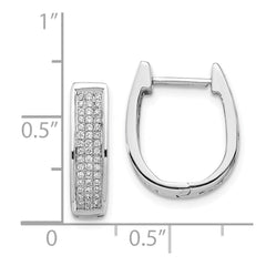 14k White Gold Diamond Medium Hinged Oval Hoop Earrings