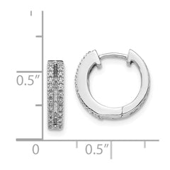 14k White Gold Diamond Hinged Round Hoop Earrings - 3