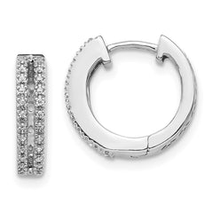 14k White Gold Diamond Hinged Round Hoop Earrings - 3