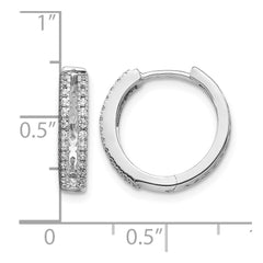 14k White Gold Diamond Hinged Round Hoop Earrings - 2