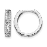 14k White Gold Diamond Hinged Round Hoop Earrings - 2