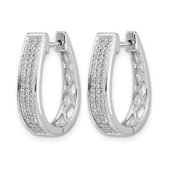 14k White Gold Diamond Large Hinged Oval Hoop Earrings