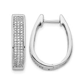 14k White Gold Diamond Large Hinged Oval Hoop Earrings