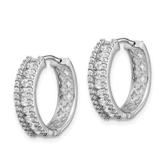 14k White Gold Diamond Hinged Hoop Earrings - 25