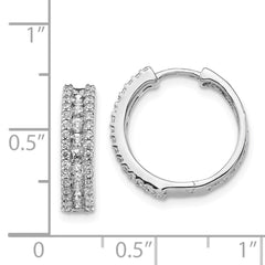 14k White Gold Diamond Hinged Hoop Earrings - 25