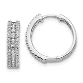 14k White Gold Diamond Hinged Hoop Earrings - 25