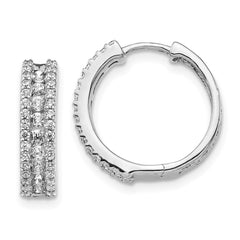 14k White Gold Diamond Hinged Hoop Earrings - 25