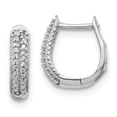 14k White Gold Polished Diamond Hinged Hoop Earrings - 4