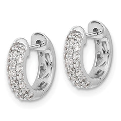 14k White Gold Diamond Hinged Hoop Earrings - 45