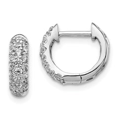 14k White Gold Diamond Hinged Hoop Earrings - 45