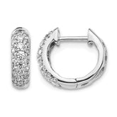 14k White Gold Diamond Hinged Hoop Earrings - 57