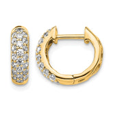 14k Yellow Gold Diamond Hinged Hoop Earrings