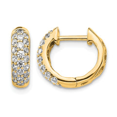 14k Yellow Gold Diamond Hinged Hoop Earrings