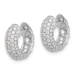 14k White Gold Diamond Hinged Hoop Earrings - 27