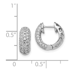 14k White Gold Diamond Hinged Hoop Earrings - 27