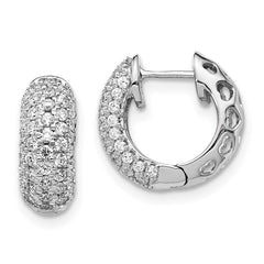 14k White Gold Diamond Hinged Hoop Earrings - 27