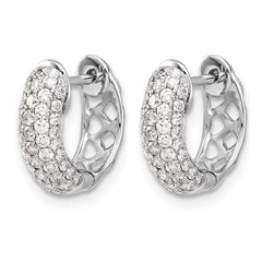 14k White Gold Diamond Hinged Hoop Earrings - 58