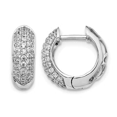 14k White Gold Diamond Hinged Hoop Earrings - 58