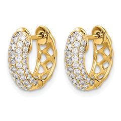 14k Yellow Gold Diamond Hinged Hoop Earrings - 2