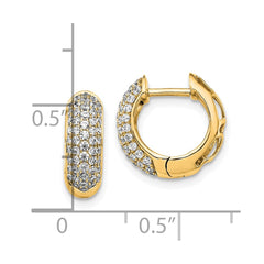 14k Yellow Gold Diamond Hinged Hoop Earrings - 2