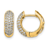 14k Yellow Gold Diamond Hinged Hoop Earrings - 2