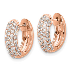 14k Rose Gold Diamond Hinged Hoop Earrings - 4