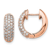 14k Rose Gold Diamond Hinged Hoop Earrings - 4