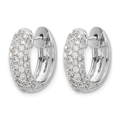 14k White Gold Diamond Hinged Hoop Earrings - 46