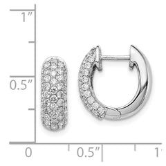 14k White Gold Diamond Hinged Hoop Earrings - 47