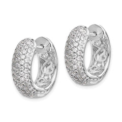 14k White Gold Diamond Hinged Hoop Earrings - 28