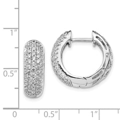 14k White Gold Diamond Hinged Hoop Earrings - 28