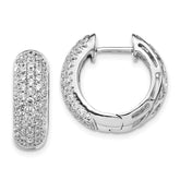 14k White Gold Diamond Hinged Hoop Earrings - 28