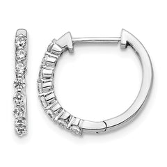 14k White Gold Diamond Hinged Hoop Earrings - 49