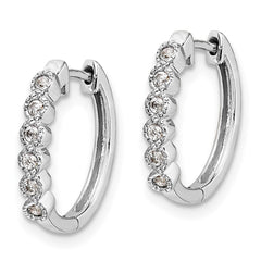 14k White Gold Diamond Hinged Hoop Earrings - 5