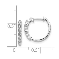 14k White Gold Diamond Hinged Hoop Earrings - 5