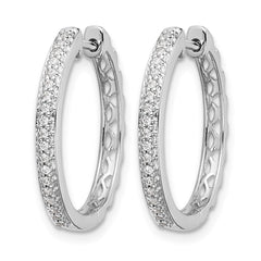 14k White Gold Diamond 2mm Hinged Hoop Earrings