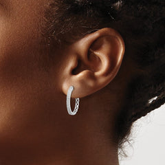 14k White Gold Diamond 2mm Hinged Hoop Earrings