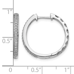 14k White Gold Diamond 2mm Hinged Hoop Earrings