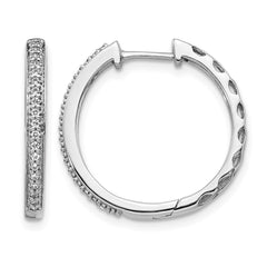 14k White Gold Diamond 2mm Hinged Hoop Earrings