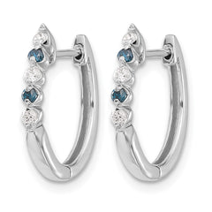 14k White Gold Blue/White Diamond Hinged Hoop Earrings
